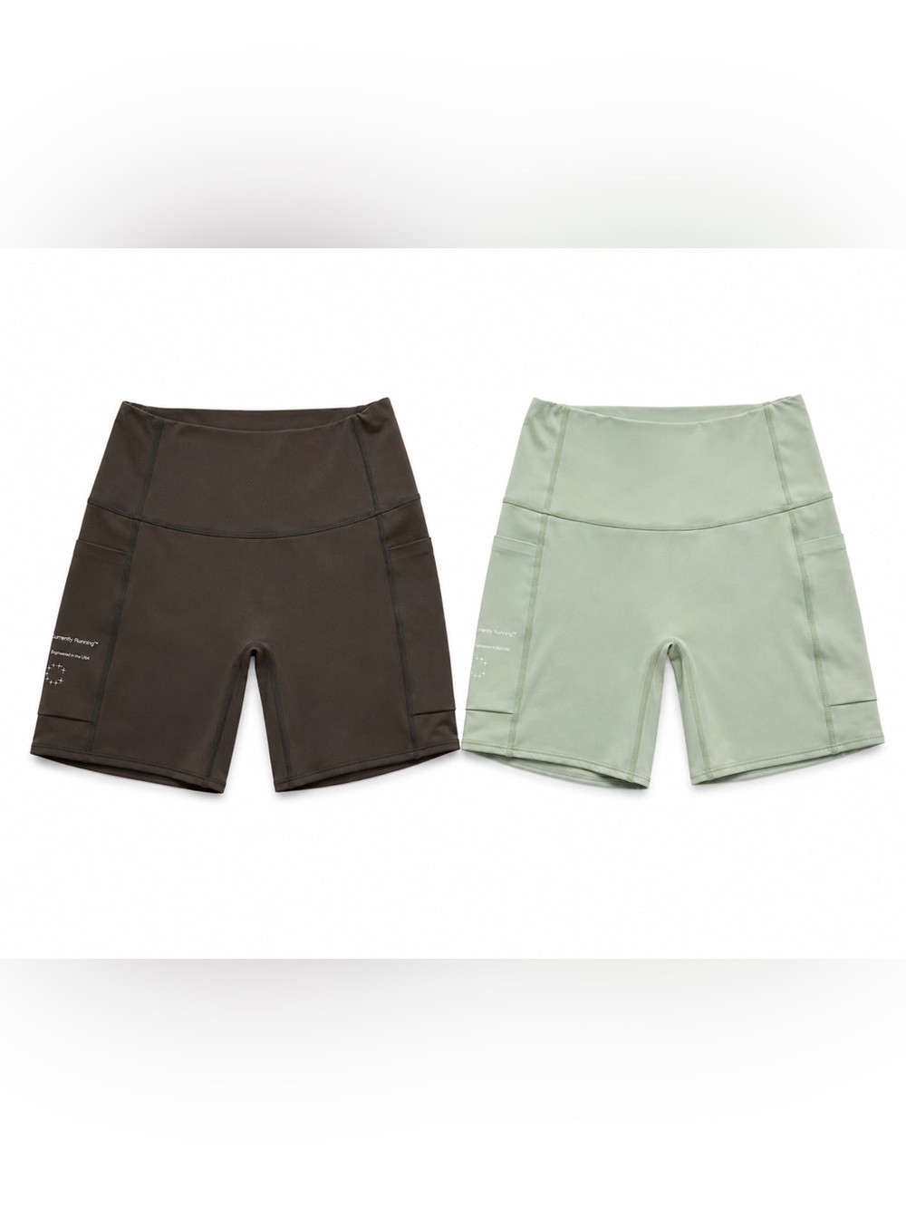 Currently Running Women Pro 6” Biker Compress Shorts XL Mint Brown High Rise Set